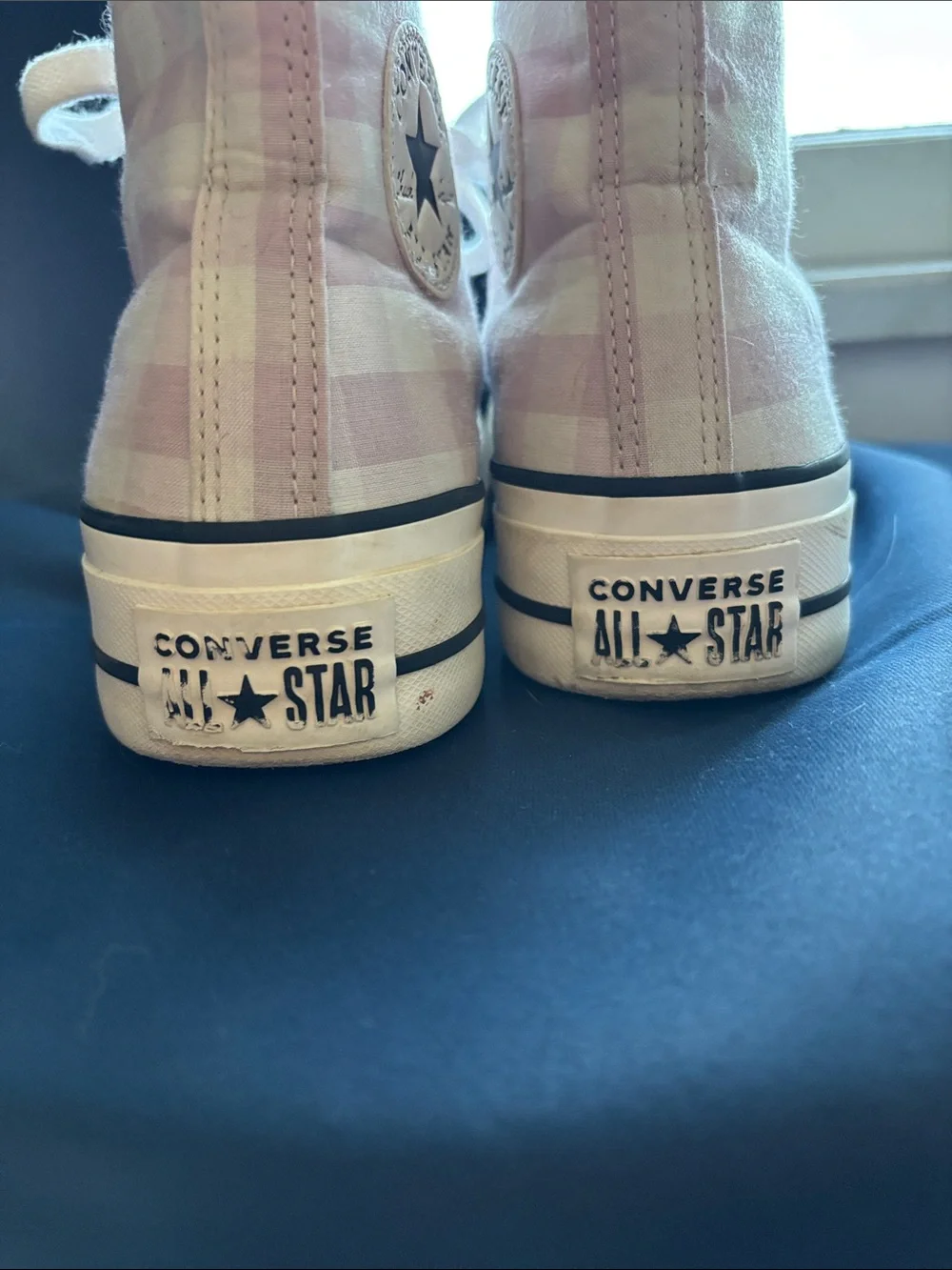 🎀 Converse size 8 Lift Platform Gingham light pink high tops